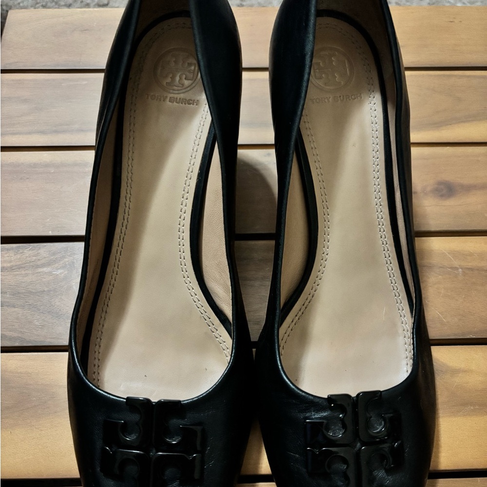 Tory Burch Brown Flats with Logo Detail